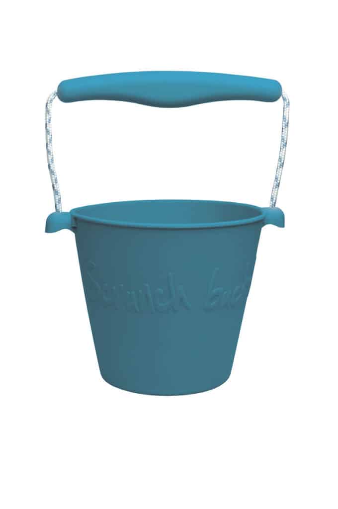 Scrunch - EMMER grijsblauw diam.15cm, 1.5l inhoud, handvaten met touw, opvouwbaar, 100% siliconen, recycleerbaar, 12m+