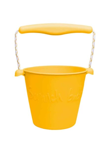 Scrunch - EMMER mosterd diam.15cm, 1.5l inhoud, handvaten met touw, opvouwbaar, 100% siliconen, recycleerbaar, 12m+