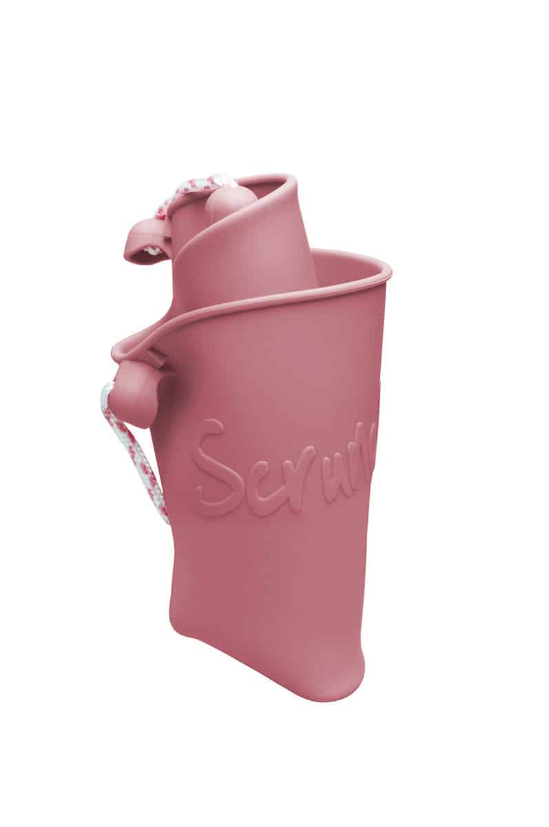 Scrunch - EMMER oud roze diam.15cm, 1.5l inhoud, handvaten met touw, opvouwbaar, 100% siliconen, recycleerbaar, 12m+