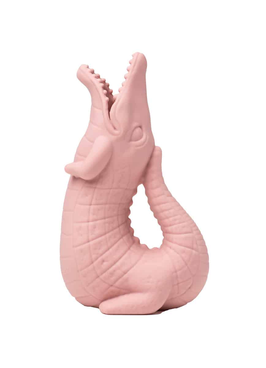 Scrunch - GIETER/KROKODIL oud roze 11x8x18,5cm, 100% siliconen, recycleerbaar, 12m+