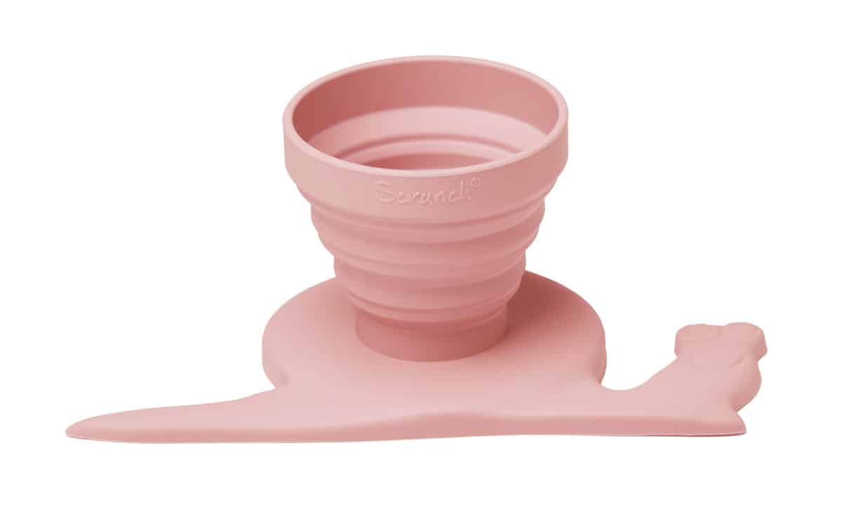 Scrunch - REGENWATERMETER met SLAK oud roze 21x11x3,5-8,5cm, 100% siliconen, recycleerbaar, 12m+