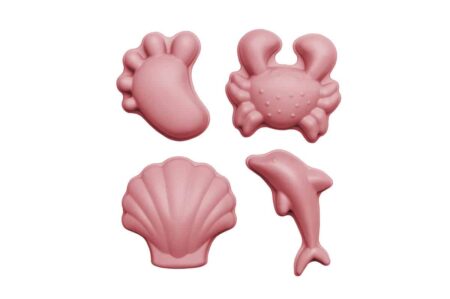 Scrunch - ZANDVORMPJES // SET A van 4 stuks, oud roze 12cm, opvouwbaar, 100% siliconen, recycleerbaar, in netzakje, 12m+