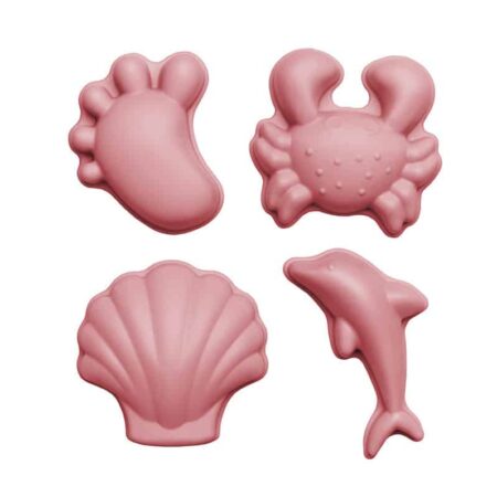 Scrunch - ZANDVORMPJES // SET A van 4 stuks, oud roze 12cm, opvouwbaar, 100% siliconen, recycleerbaar, in netzakje, 12m+