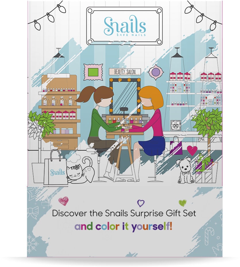 Snails - COUNTDOWN KALENDER 24x18,5x9,5cm, bevat 24 doosjes met nagellak, lipgloss, oogschaduw etc., doos is tevens kleurboek