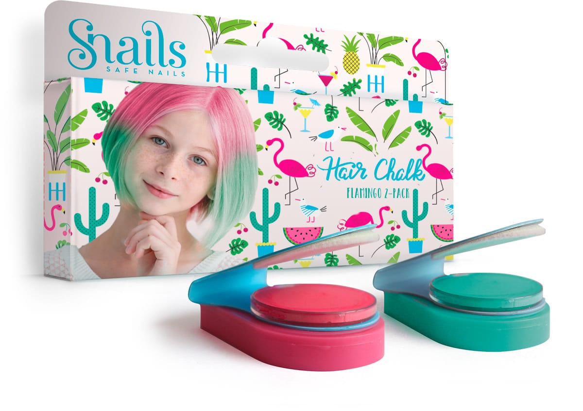 Snails - Haarkrijt: FLAMINGO, geschenkverpakking met 2 kleuren haarkrijt