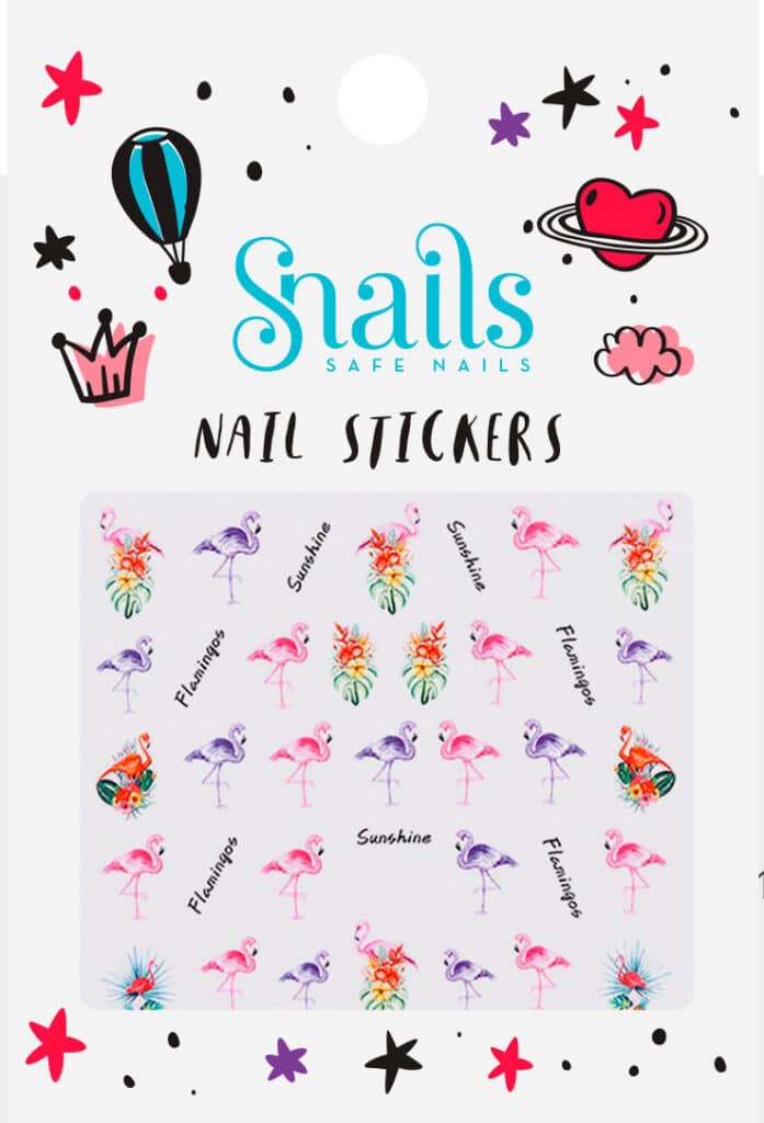 Snails - Nagelstickers: FLAMINGO'S. Instant opplakbare 3D nail art