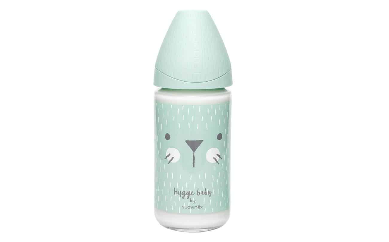 Suavinex - HYGGE - Fles - Glas - Silc. - 3pos - 240ml - Green Whiskers