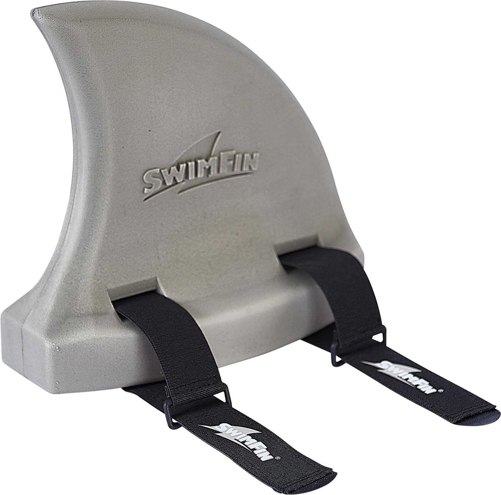 SwimFin - HAAIENVIN Grijs 26x12x25cm, ontwikkelt een natuurlijke zwempositie, neopreen, met hangkaart, max. 30kg, 3-6 jaar