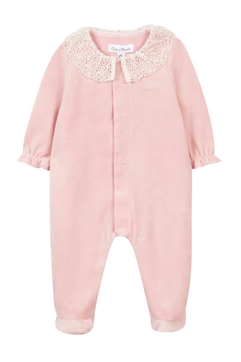 Tartine Et Chocolat - Babypakje Met Broderie Kraag - Velours Roze