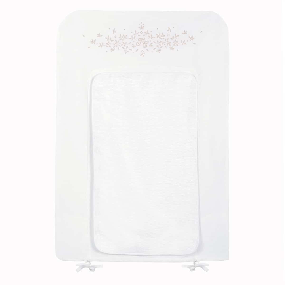 Tartine et Chocolat - Feuilles de lin Changing mat cover 75 x 55 cm - White