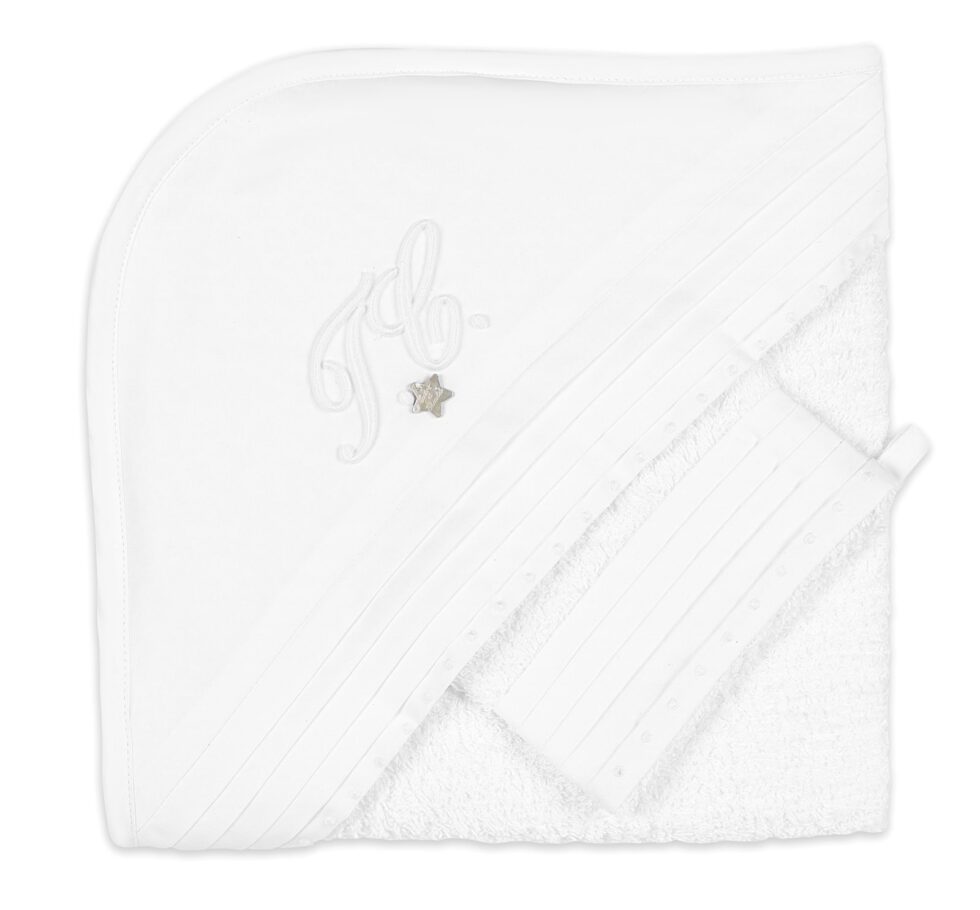 Tartine et Chocolat - Monogramme Bath cape 80 x 80 cm - White