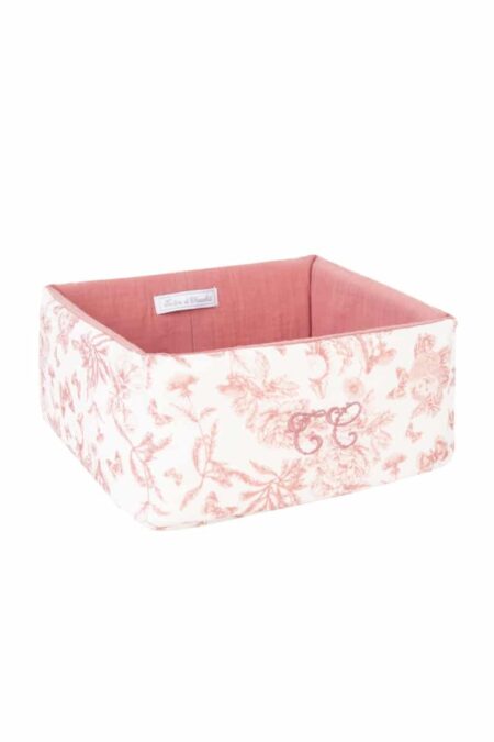 Tartine et Chocolat - Toile de Jouy Nursery basket 25 x 25 x 13 cm - Peach