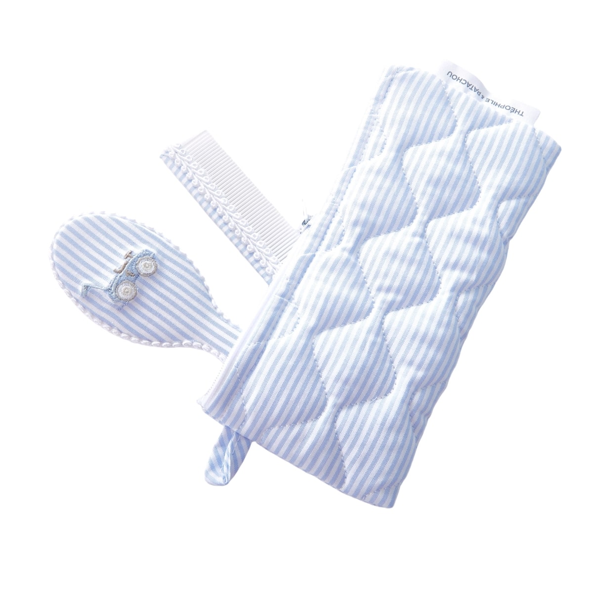 Theophile & Patachou - Borstel en kam + zakje - Lichtblauw - Classic Car