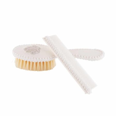 Theophile & Patachou - Borstel en kam geborduurd + pochet Zand