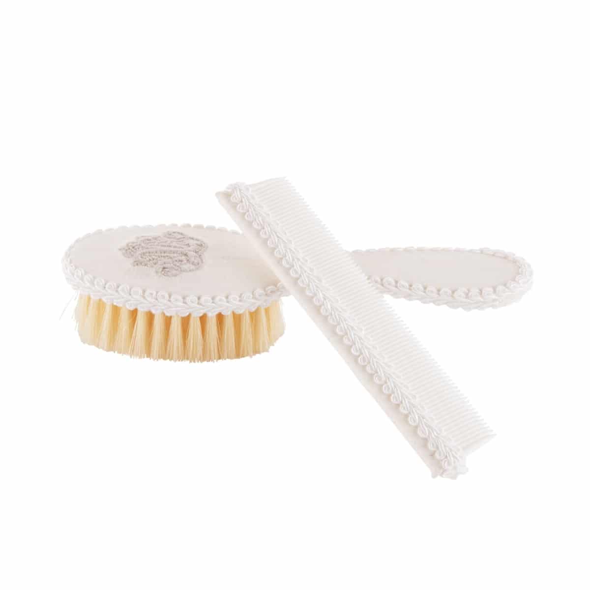 Theophile & Patachou - Borstel en kam geborduurd + pochet Zand