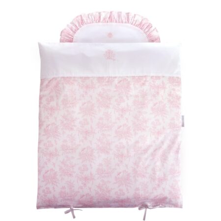 Theophile & Patachou - Donsovertrek wieg 80x80cm + sloop Roze geprint