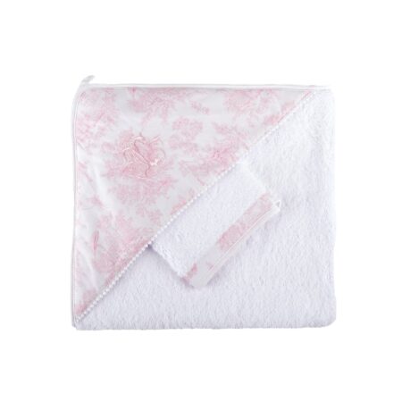 Theophile & Patachou - Kaphanddoek + washandje wit/roze
