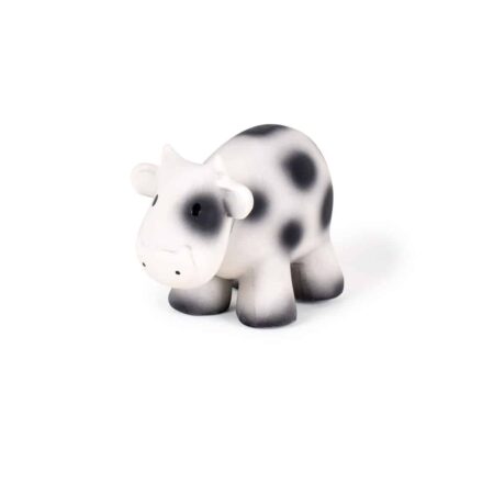 Tikiri - MIJN EERSTE BOERDERIJDIERTJE / KOE 9cm, in natuurlijk rubber, met belletje, met hangkaart, 0+