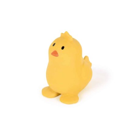 Tikiri - MIJN EERSTE BOERDERIJDIERTJE / KUIKEN 8cm, in natuurlijk rubber, met belletje, met hangkaart, 0+