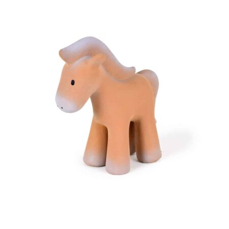 Tikiri - MIJN EERSTE BOERDERIJDIERTJE / PAARD 12cm, in natuurlijk rubber, met belletje, met hangkaart, 0+