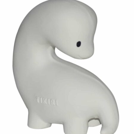 Tikiri - MIJN EERSTE DINOSAURUS / BRACHI 9,5cm, in natuurlijk rubber, met belletje, met hangkaart, 0+