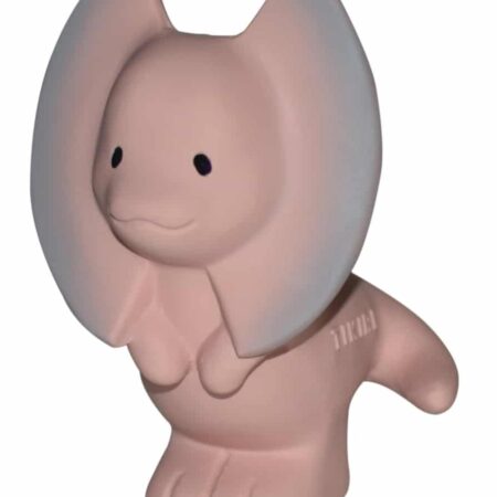 Tikiri - MIJN EERSTE DINOSAURUS / DILO 11,4cm, in natuurlijk rubber, met belletje, met hangkaart, 0+