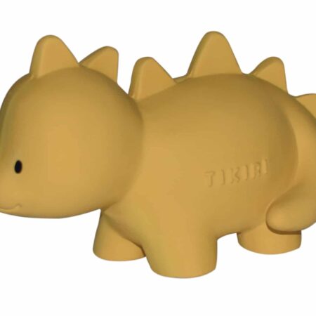 Tikiri - MIJN EERSTE DINOSAURUS / STEGO 6,3cm, in natuurlijk rubber, met belletje, met hangkaart, 0+