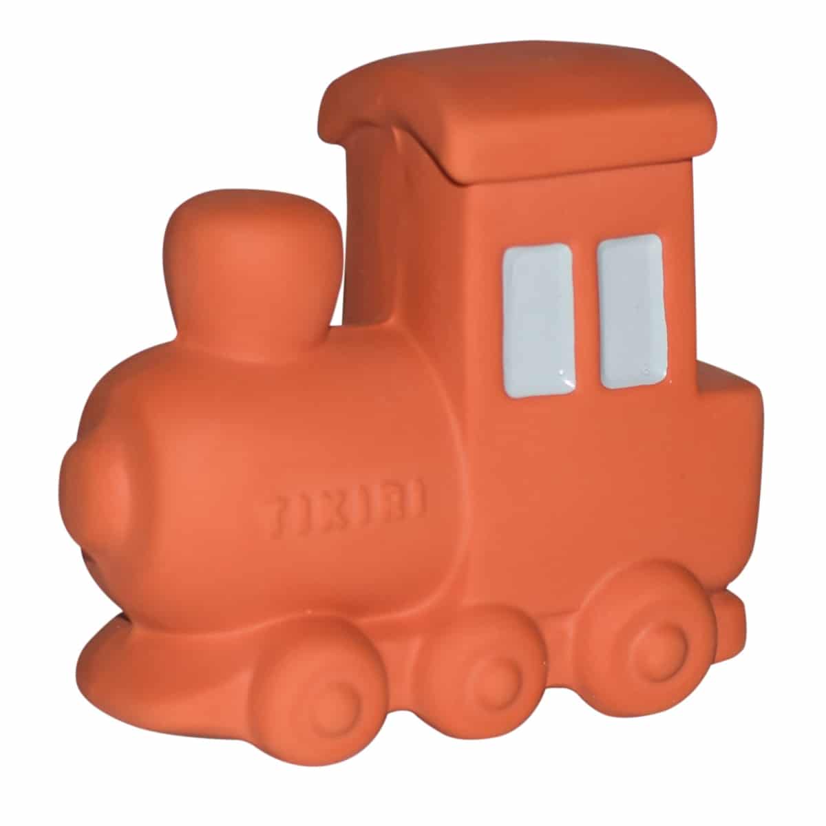 Tikiri - VROOM VROOM FRIENDS / TREIN 8,13x4,32x7,62cm, in natuurlijk rubber, met belletje, met hangkaart, 0+