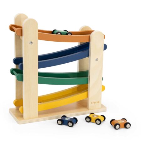 Trixie - Houten racebaan met 4 auto's