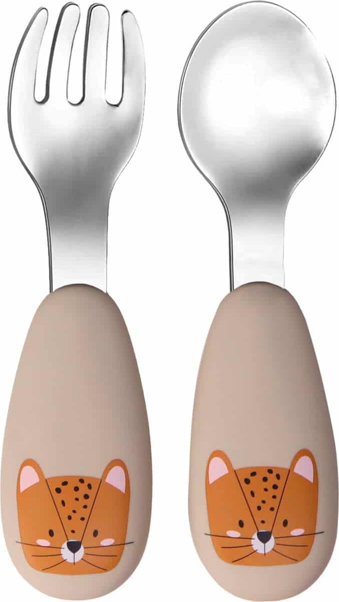 Tryco - Silicone - Stainless spoon & fork - Leopard Sand