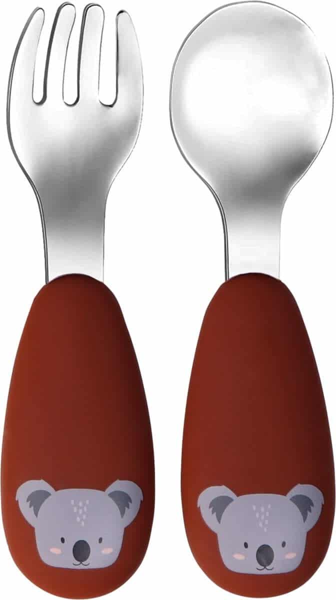 Tryco - Silicone - Stainless spoon & fork - Koala Dark Rust