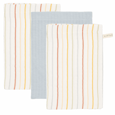 Washandjes set Vintage Sunny Stripes/Pure Soft Blue
