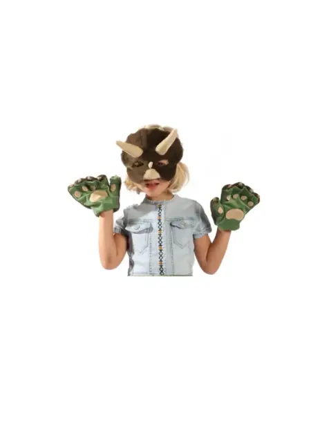 Wild & Soft - Verkleedset dino (masker/handschoenen/staart) m/doos