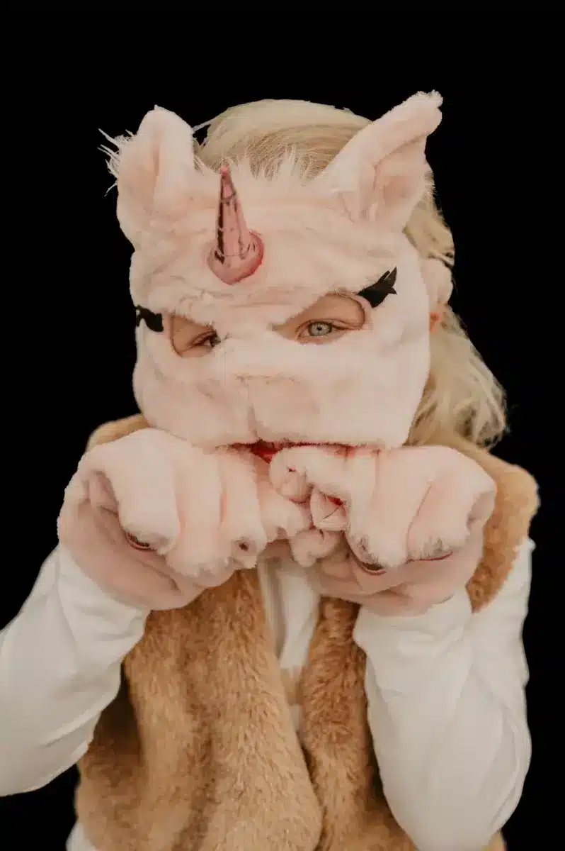 Wild & Soft - Verkleedset roze eenhoorn (masker/handschoenen/staart) m/doos