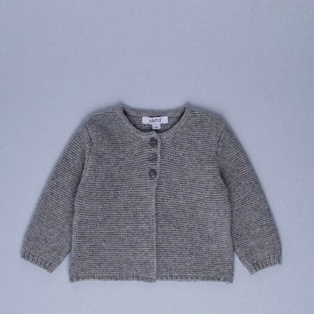 Aletta - Cardigan Gehaakt - Grijs Met Blinkende Draad
