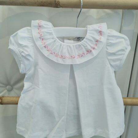 Aletta - T Shirt Wit Met Roze Bloemen