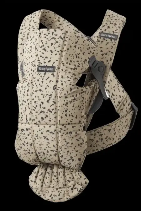 BabyBjörn - Draagzak Mini - Geweven Beige Donkergrijze Print