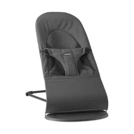BabyBjörn - Wipstoeltje Balance Soft Tri Fabric - Geweven Jersey Donkergrijs Grijs & Speelboog Ondeugende oogjes