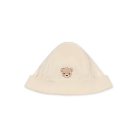 Baby Gi - Beige cotton babyhat Bear (0-1M)