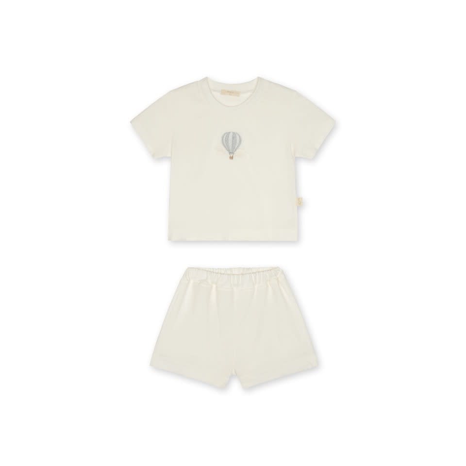 Baby Gi - Ivory - Setje T-shirt en Short - Air balloon