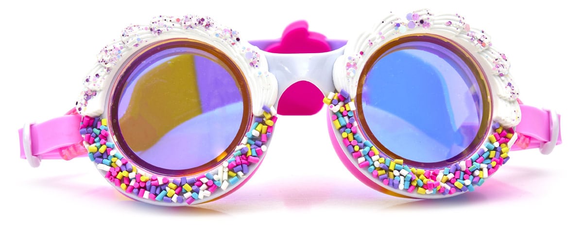 Bling2o - ZWEMBRIL: BAKE OFF - Colour Burst, meerkleurig, siliconen, aanpasbare hoofdband, 100% UV bescherming, anti-condens, in doorzichtige bewaardoos, 6+