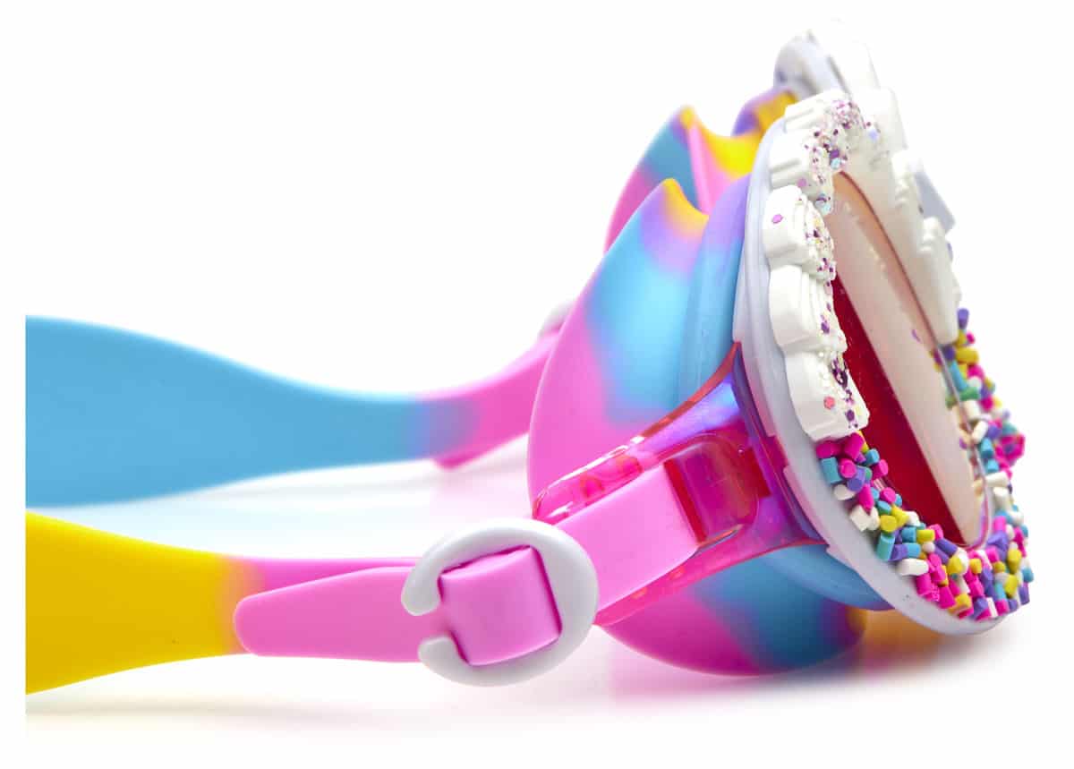 Bling2o - ZWEMBRIL: BAKE OFF - Colour Burst, meerkleurig, siliconen, aanpasbare hoofdband, 100% UV bescherming, anti-condens, in doorzichtige bewaardoos, 6+