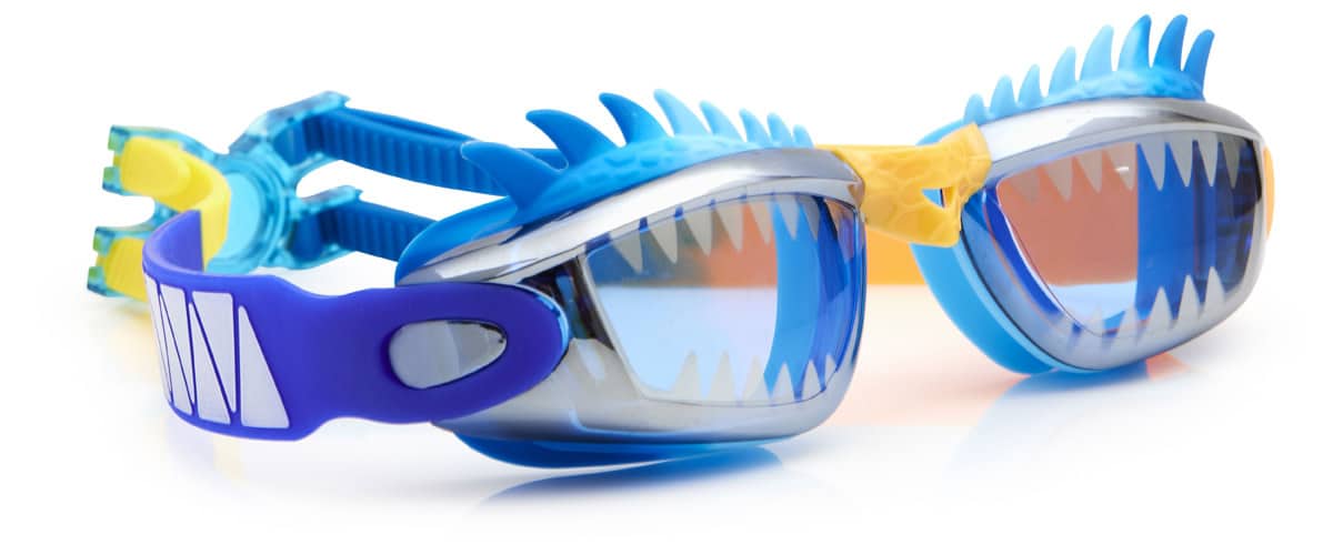 Bling2o - ZWEMBRIL: DRACO - Blue Dragon, blauw, siliconen, aanpasbare hoofdband, 100% UV bescherming, anti-condens, in doorzichtige bewaardoos, 3+