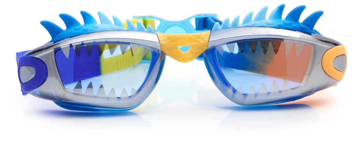 Bling2o - ZWEMBRIL: DRACO - Blue Dragon, blauw, siliconen, aanpasbare hoofdband, 100% UV bescherming, anti-condens, in doorzichtige bewaardoos, 3+