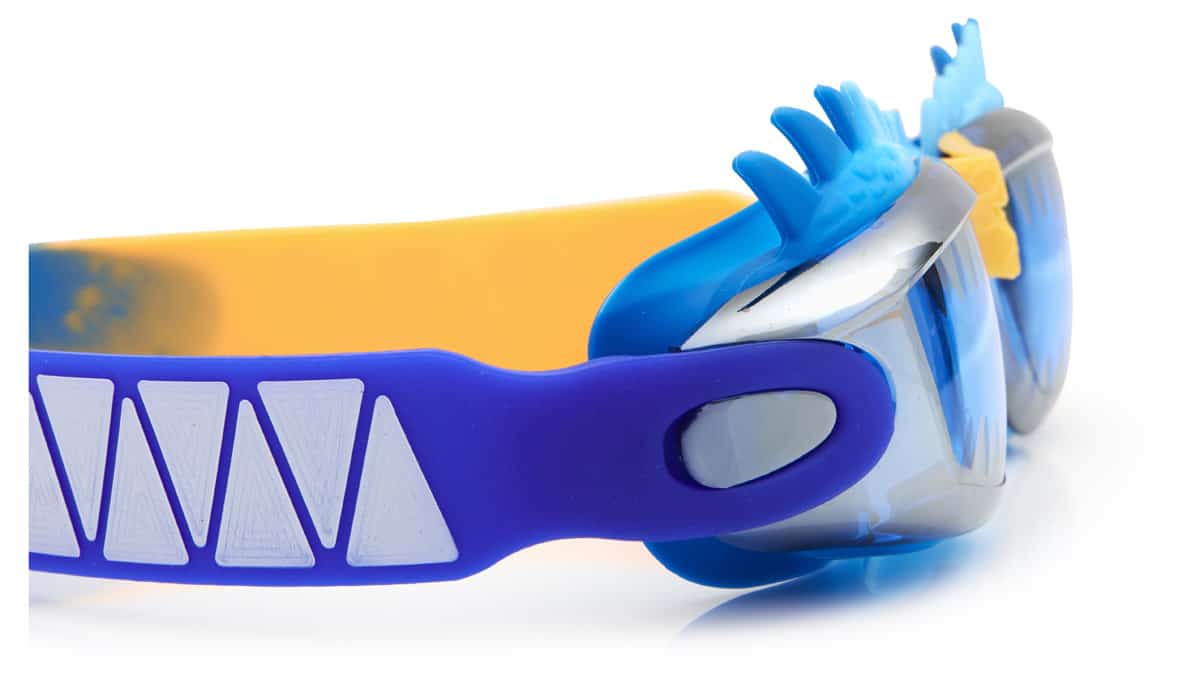 Bling2o - ZWEMBRIL: DRACO - Blue Dragon, blauw, siliconen, aanpasbare hoofdband, 100% UV bescherming, anti-condens, in doorzichtige bewaardoos, 3+