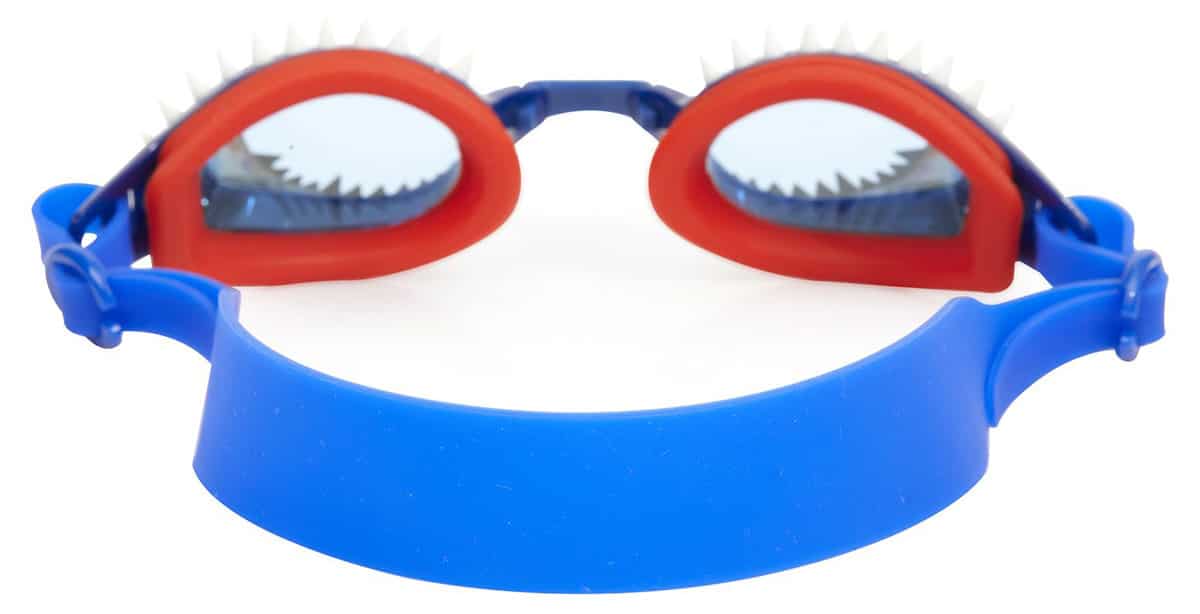 Bling2o - ZWEMBRIL: FISH-N-CHIPS - Tiger Shark Navy, blauw, siliconen, aanpasbare hoofdband, 100% UV bescherming, anti-condens, in doorzichtige bewaardoos, 3+