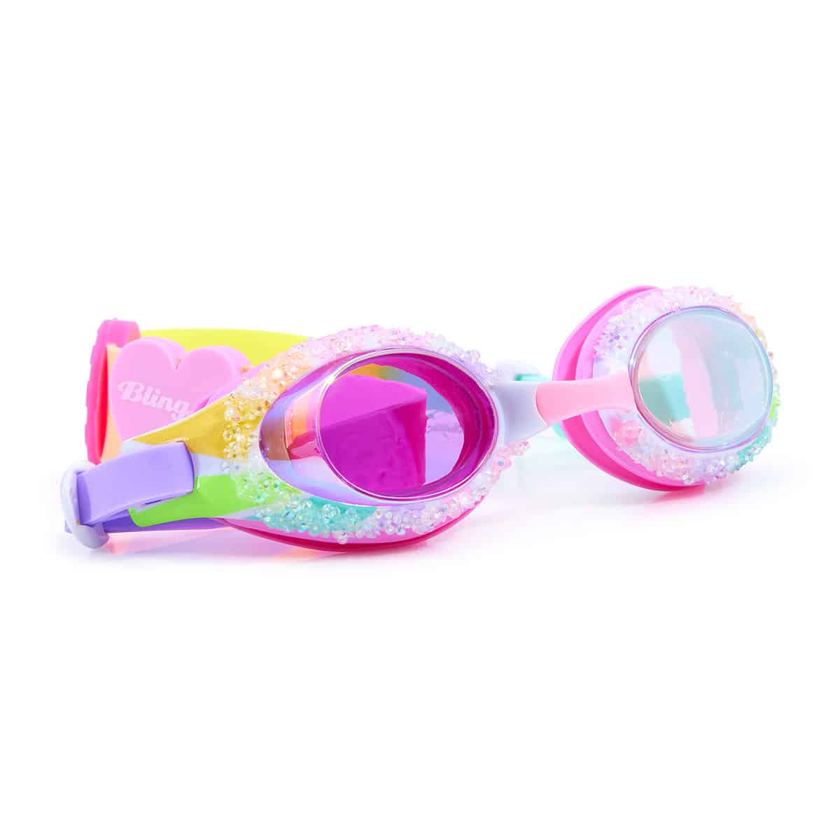 Bling2o - ZWEMBRIL: PIXIE STICKS - Candy Sticks, meerkleurig, siliconen, aanpasbare hoofdband, 100% UV bescherming, anti-condens, in doorzichtige bewaardoos, 3+