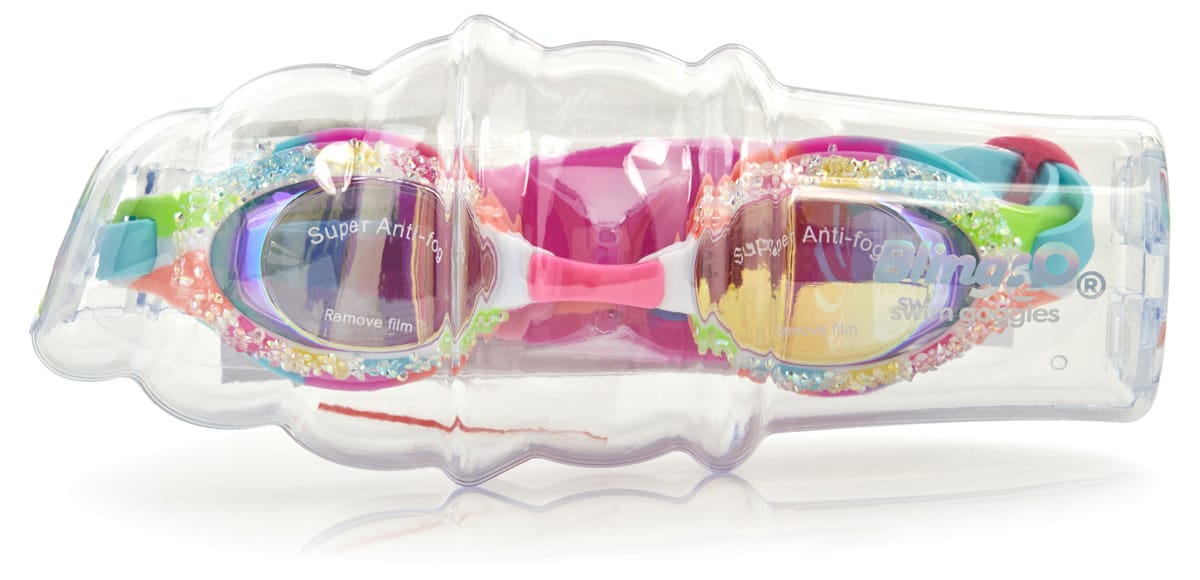 Bling2o - ZWEMBRIL: PIXIE STICKS - Candy Sticks, meerkleurig, siliconen, aanpasbare hoofdband, 100% UV bescherming, anti-condens, in doorzichtige bewaardoos, 3+