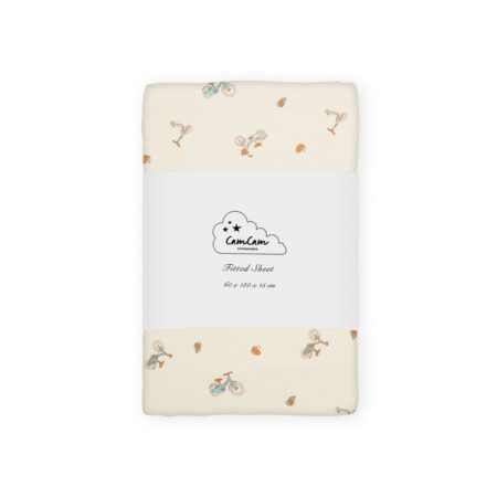 CamCam - Sheet, Fitted, 60x120x15cm - GOTS - Bicycles