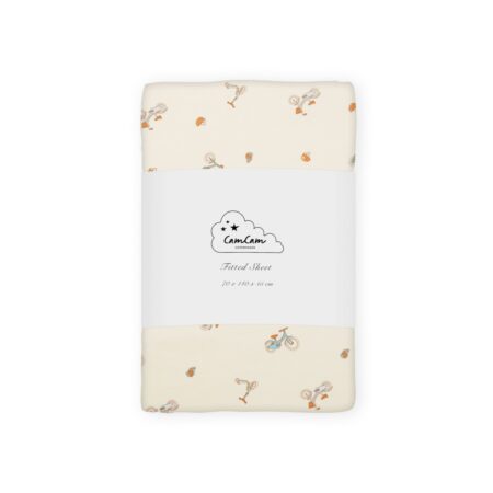 CamCam - Sheet, Fitted, 70x140x15cm - GOTS - Bicycles